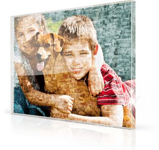 Fotomozaiek op plexiglas gedrukt met foto van kinderen