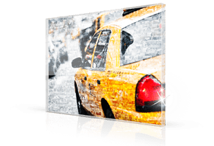 Fotomozaiek taxi op plexiglas afgedrukt