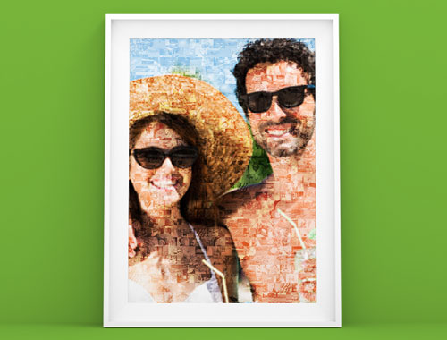 Fotoposter met mozaiek van paar op vakantie